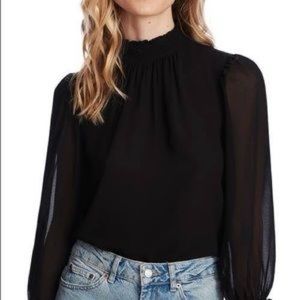 Need Supply Stelen May Sheer Mock Neck Blouse